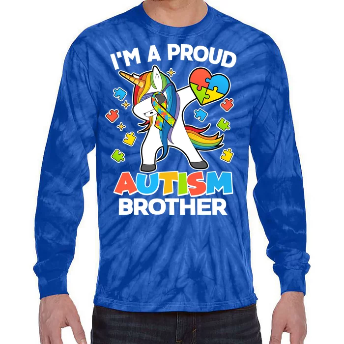 I'm A Proud Autism Brother Dabbing Unicorn Tie-Dye Long Sleeve Shirt