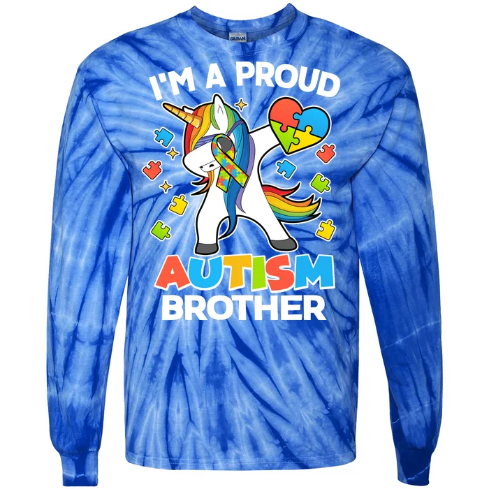 I'm A Proud Autism Brother Dabbing Unicorn Tie-Dye Long Sleeve Shirt