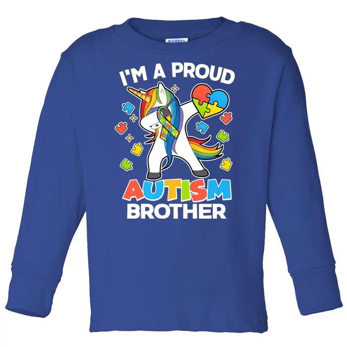 I'm A Proud Autism Brother Dabbing Unicorn Toddler Long Sleeve Shirt