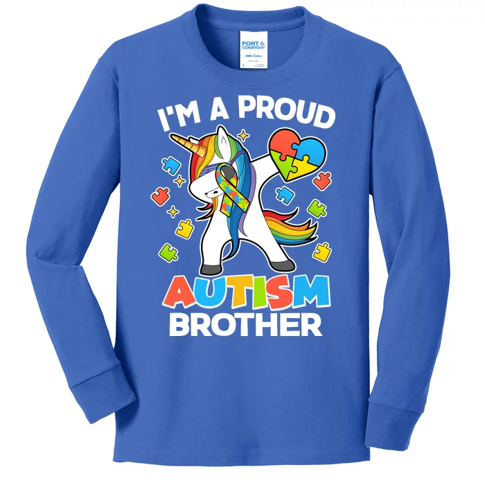 I'm A Proud Autism Brother Dabbing Unicorn Kids Long Sleeve Shirt