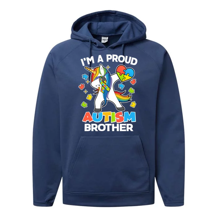 I'm A Proud Autism Brother Dabbing Unicorn Performance Fleece Hoodie