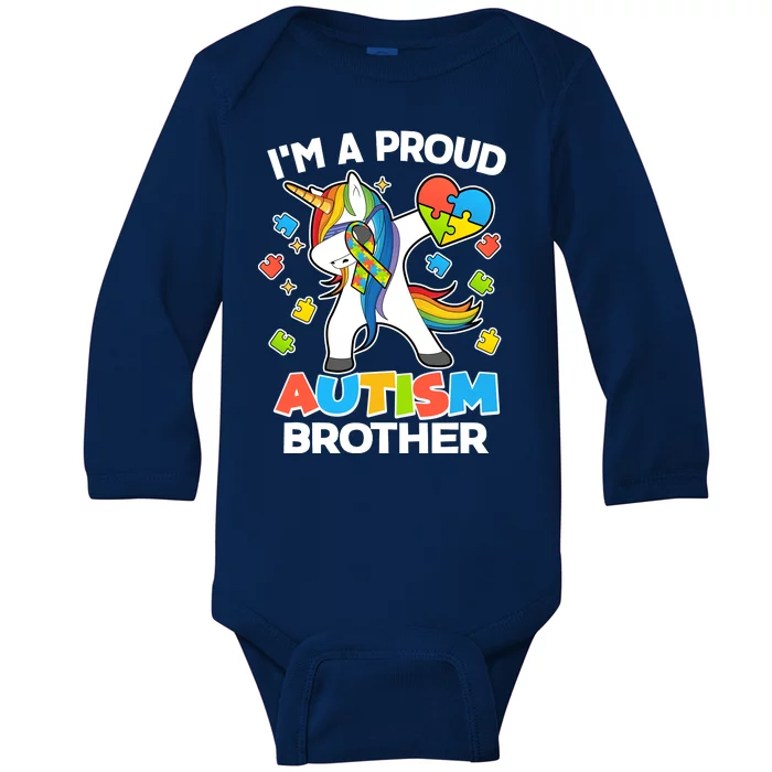 I'm A Proud Autism Brother Dabbing Unicorn Baby Long Sleeve Bodysuit