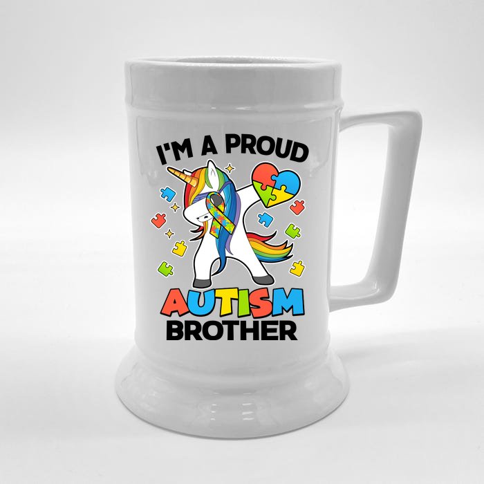 I'm A Proud Autism Brother Dabbing Unicorn Front & Back Beer Stein