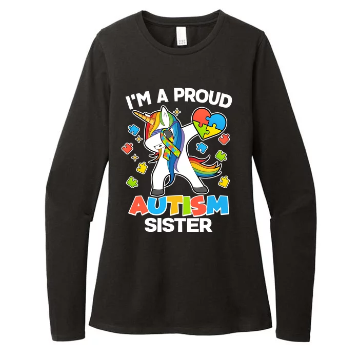 I'm A Proud Autism Sister Dabbing Unicorn Womens CVC Long Sleeve Shirt