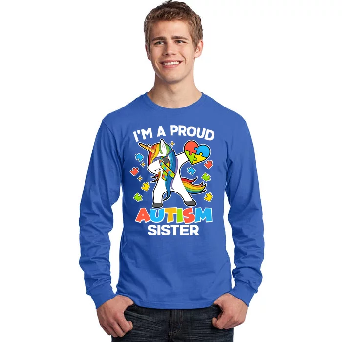 I'm A Proud Autism Sister Dabbing Unicorn Tall Long Sleeve T-Shirt