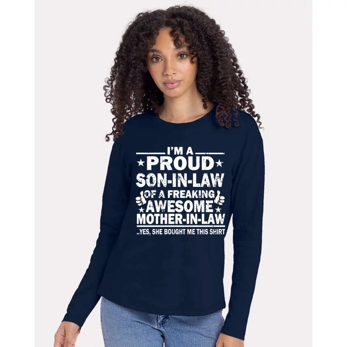 I'm A Proud Son In Law Of A Freaking Awesome Mother In Law Womens Cotton Relaxed Long Sleeve T-Shirt