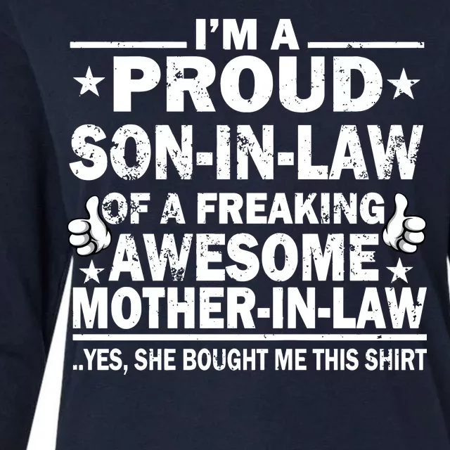 I'm A Proud Son In Law Of A Freaking Awesome Mother In Law Womens Cotton Relaxed Long Sleeve T-Shirt