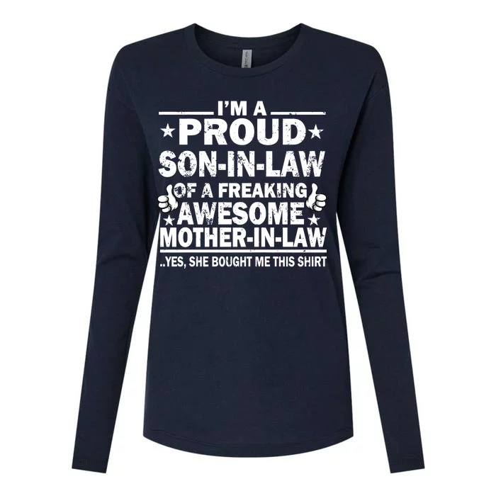 I'm A Proud Son In Law Of A Freaking Awesome Mother In Law Womens Cotton Relaxed Long Sleeve T-Shirt