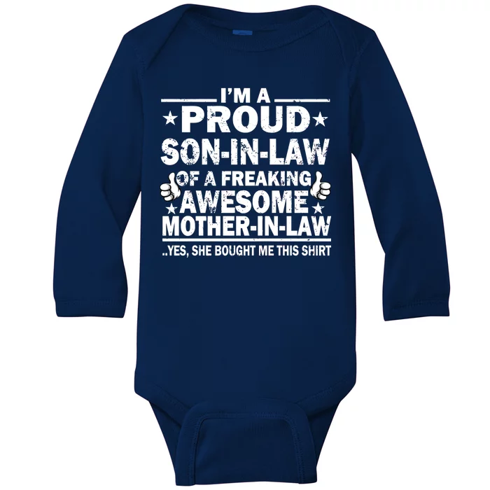 I'm A Proud Son In Law Of A Freaking Awesome Mother In Law Baby Long Sleeve Bodysuit