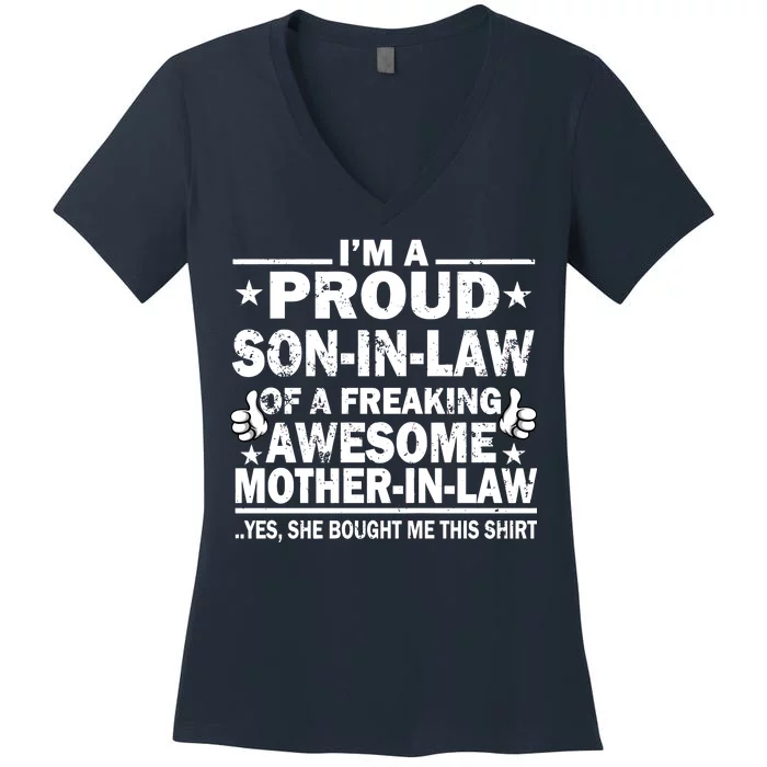 I'm A Proud Son In Law Of A Freaking Awesome Mother In Law Women's V-Neck T-Shirt