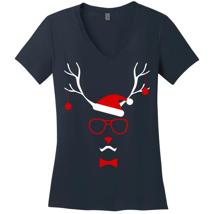 I'm A Reindeer Santa Hat Antlers Women's V-Neck T-Shirt