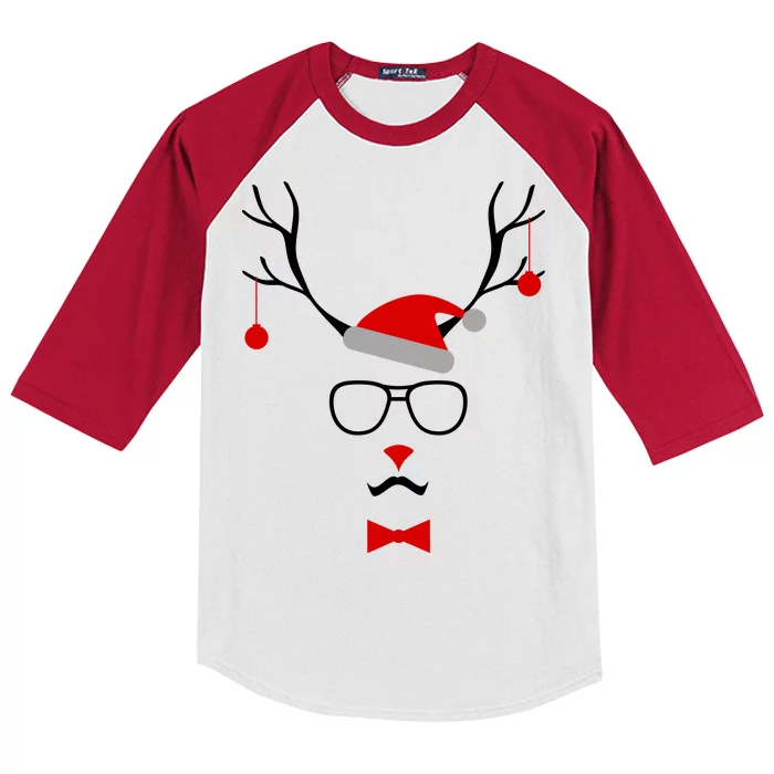 I'm A Reindeer Santa Hat Antlers Kids Colorblock Raglan Jersey