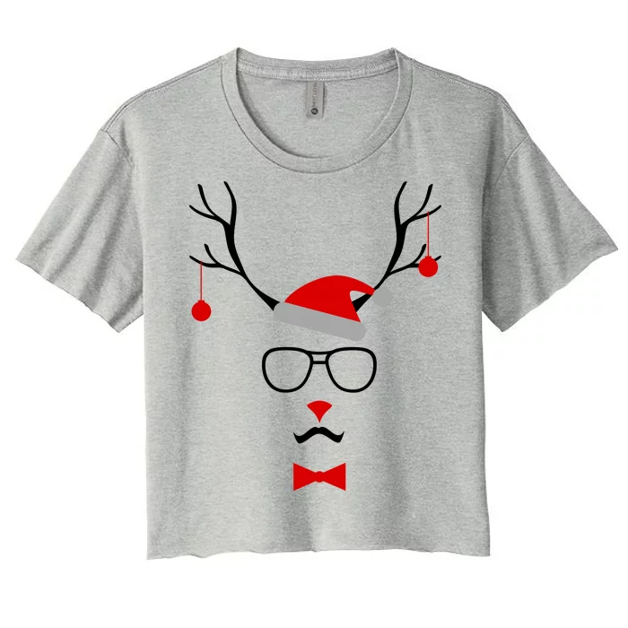 I'm A Reindeer Santa Hat Antlers Women's Crop Top Tee