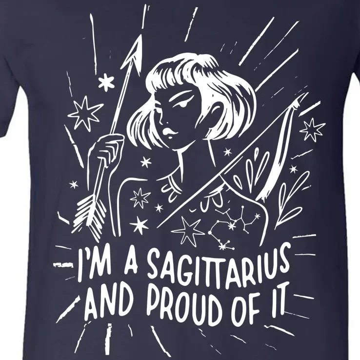 I'm A Sagittarius And Proud Of It Zodiac Birthday V-Neck T-Shirt