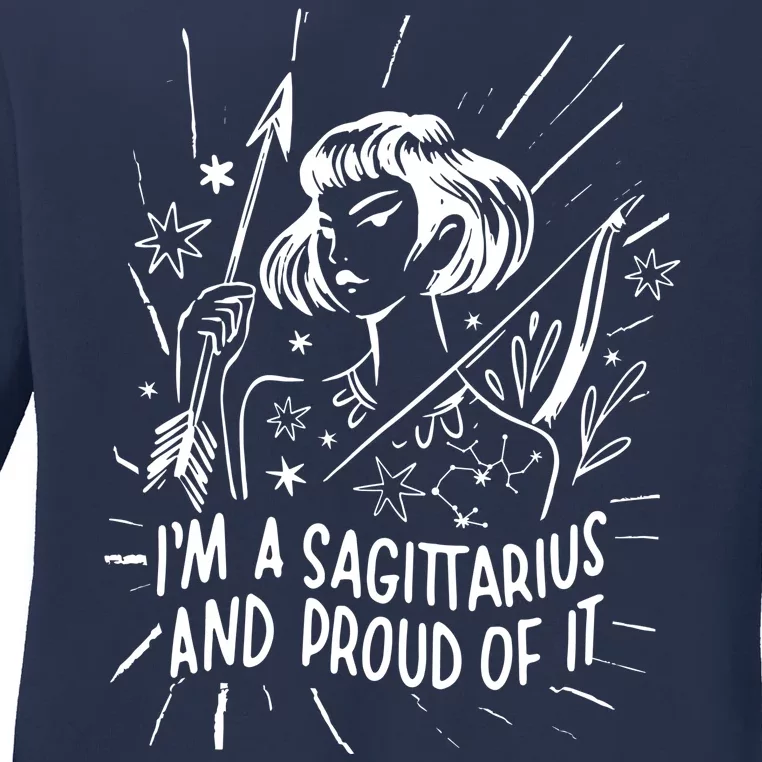 I'm A Sagittarius And Proud Of It Zodiac Birthday Ladies Long Sleeve Shirt