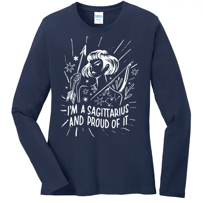 I'm A Sagittarius And Proud Of It Zodiac Birthday Ladies Long Sleeve Shirt