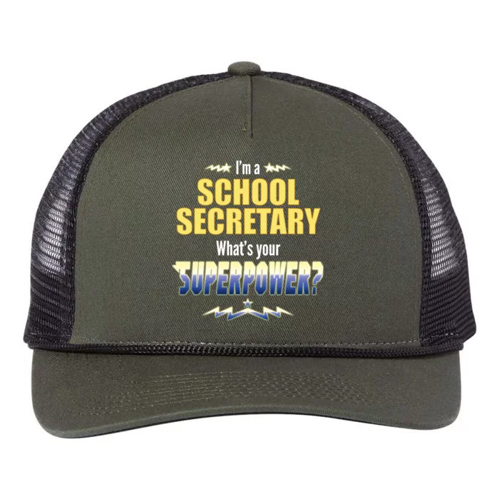 I'm A School Secretary What's Your Superpower? Retro Rope Trucker Hat Cap