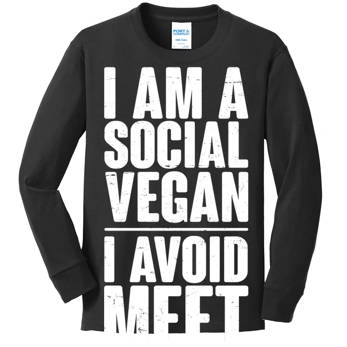 I'm A Social Vegan I Avoid Meet Kids Long Sleeve Shirt