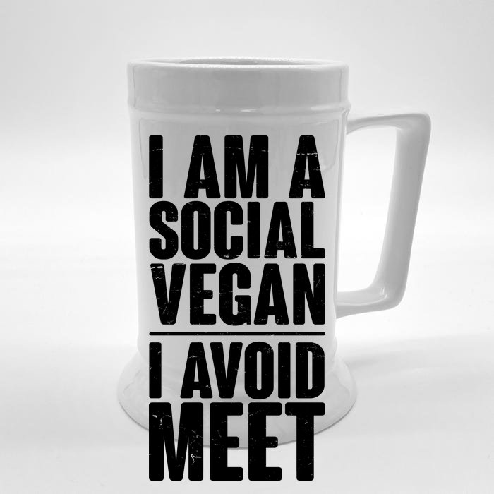 I'm A Social Vegan I Avoid Meet Front & Back Beer Stein