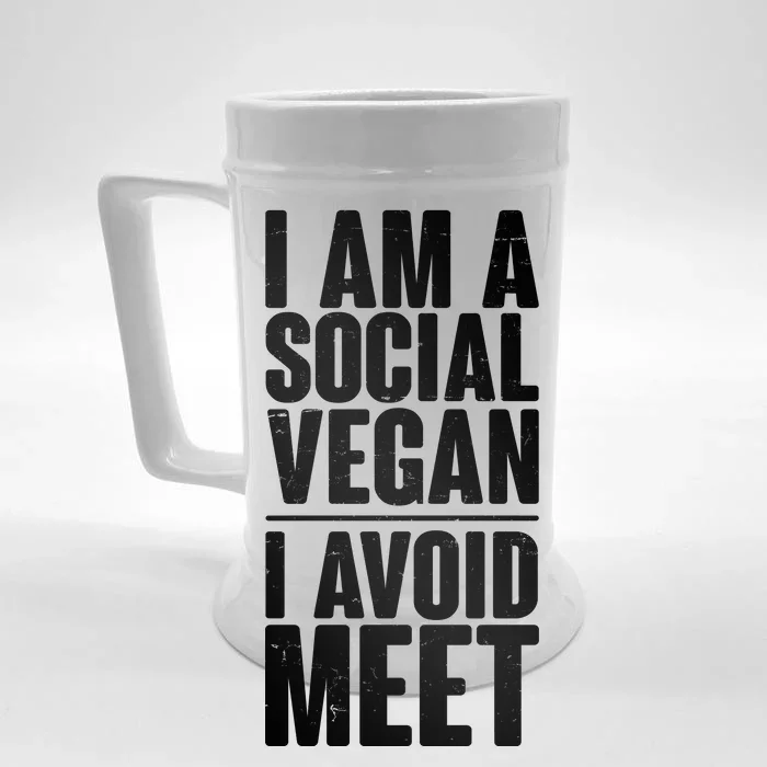 I'm A Social Vegan I Avoid Meet Front & Back Beer Stein