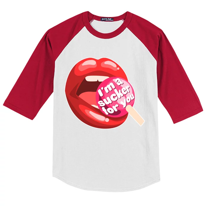 I'm A Sucker For You Funny Kids Colorblock Raglan Jersey