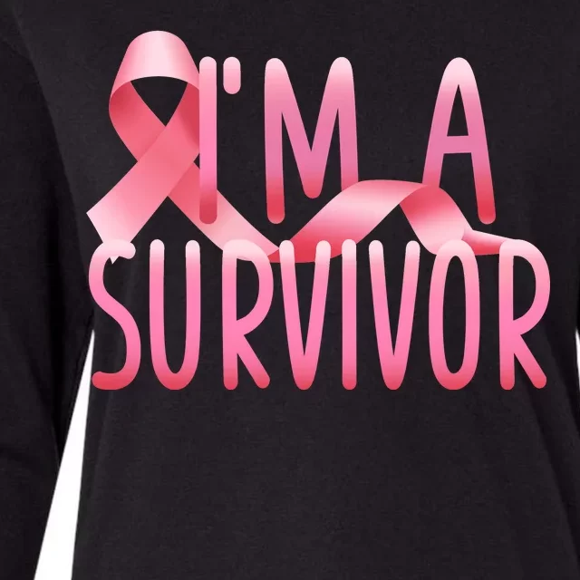 I'm A Survivor Breast Cancer Awareness Womens Cotton Relaxed Long Sleeve T-Shirt