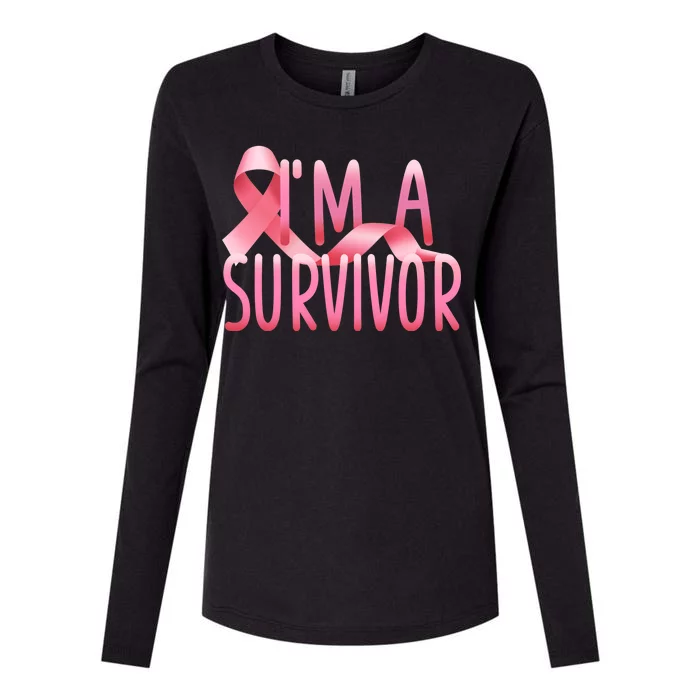 I'm A Survivor Breast Cancer Awareness Womens Cotton Relaxed Long Sleeve T-Shirt