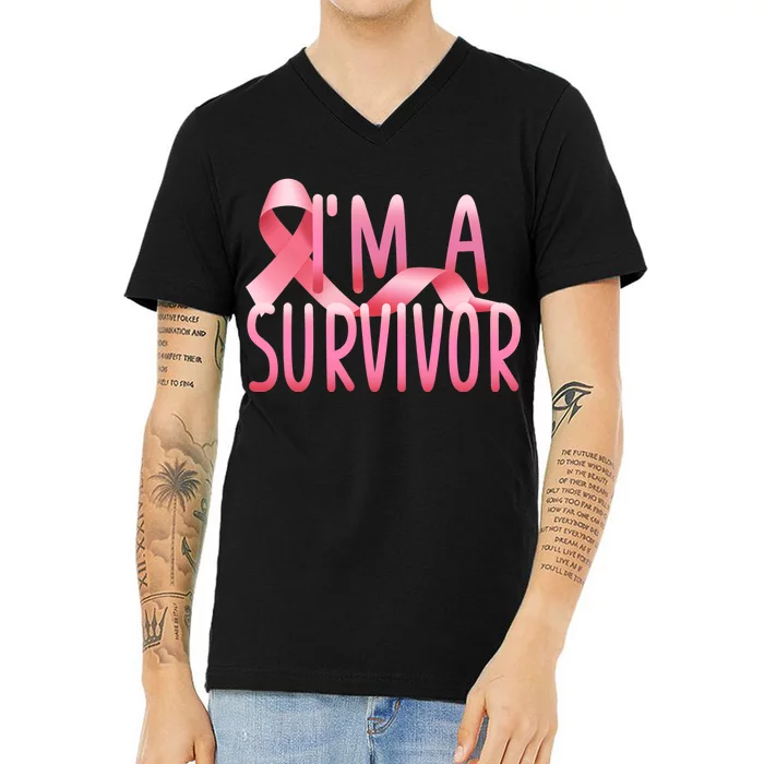 I'm A Survivor Breast Cancer Awareness V-Neck T-Shirt