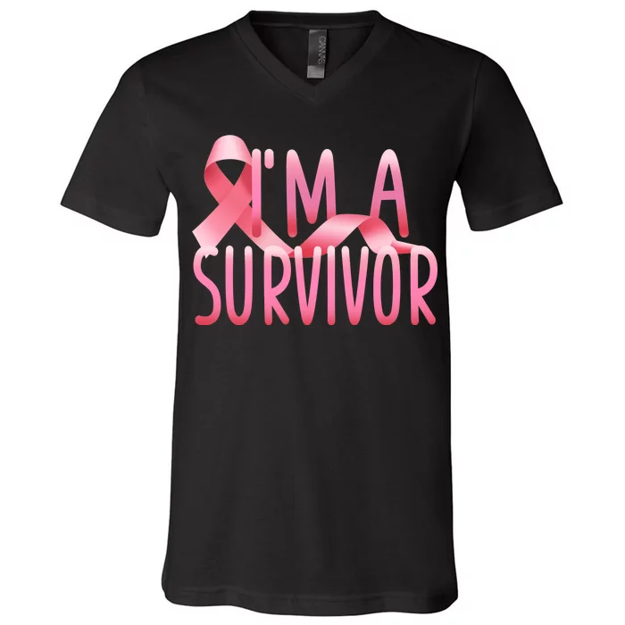 I'm A Survivor Breast Cancer Awareness V-Neck T-Shirt