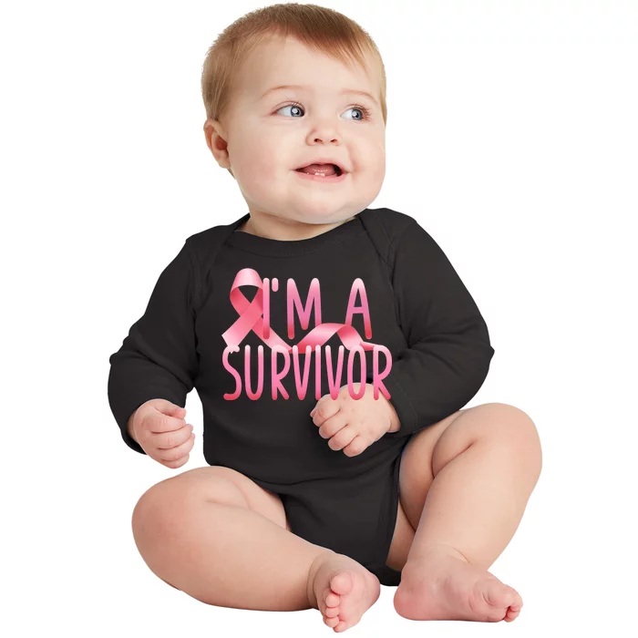 I'm A Survivor Breast Cancer Awareness Baby Long Sleeve Bodysuit