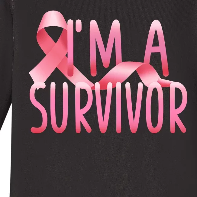 I'm A Survivor Breast Cancer Awareness Baby Long Sleeve Bodysuit