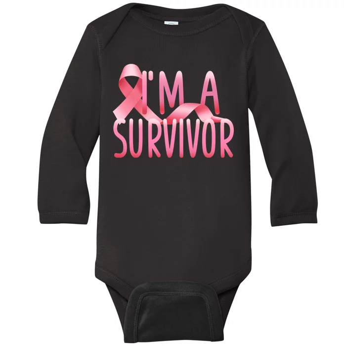 I'm A Survivor Breast Cancer Awareness Baby Long Sleeve Bodysuit