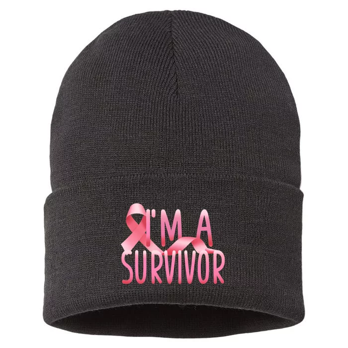 I'm a Survivor Breast Cancer Awareness Sustainable Knit Beanie