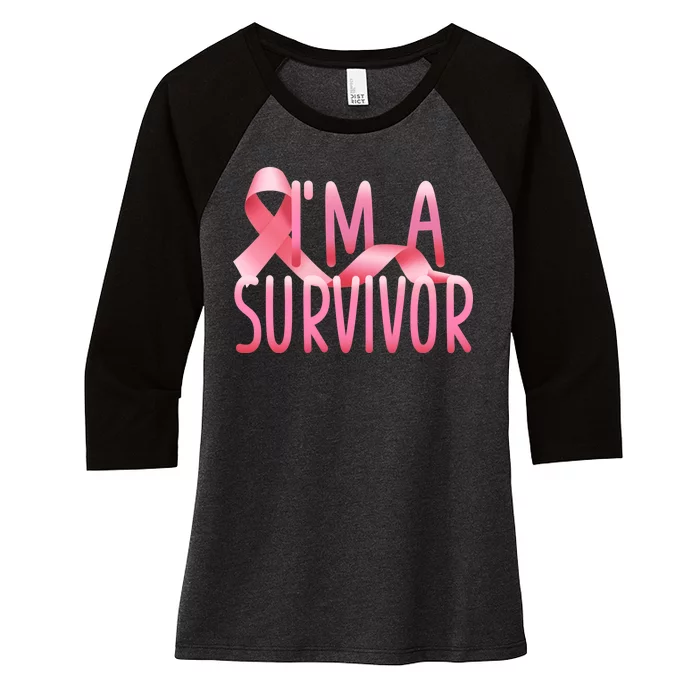 I'm a Survivor Breast Cancer Awareness Women's Tri-Blend 3/4-Sleeve Raglan Shirt