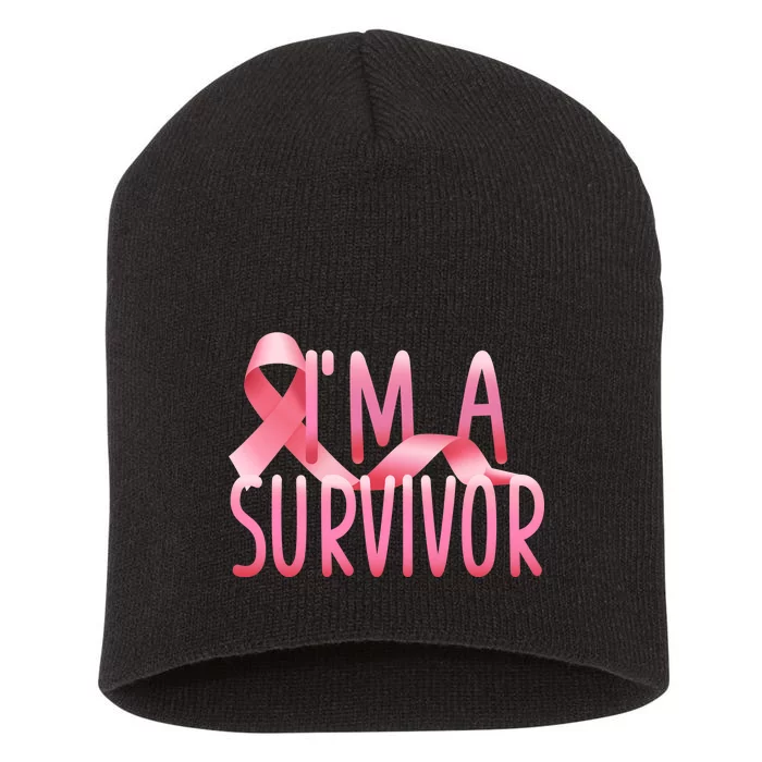 I'm A Survivor Breast Cancer Awareness Short Acrylic Beanie