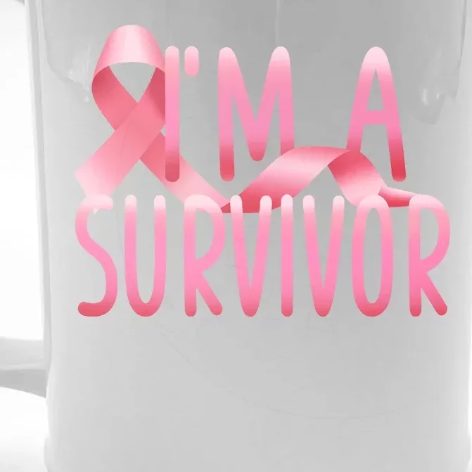 I'm a Survivor Breast Cancer Awareness Front & Back Beer Stein