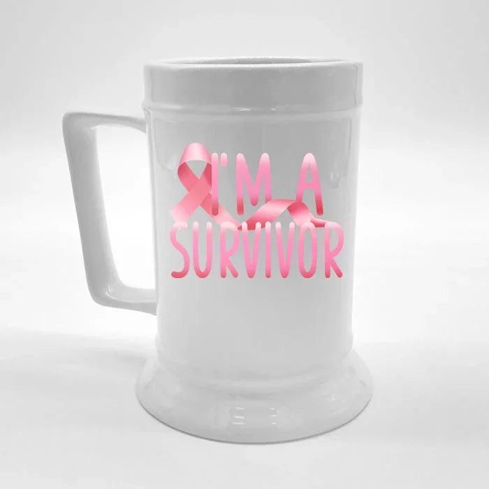 I'm a Survivor Breast Cancer Awareness Front & Back Beer Stein