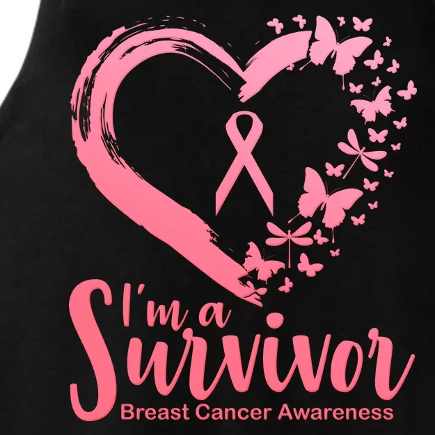 I'm a Survivor Breast Cancer Awareness Butterfly Ladies Tri-Blend Wicking Tank