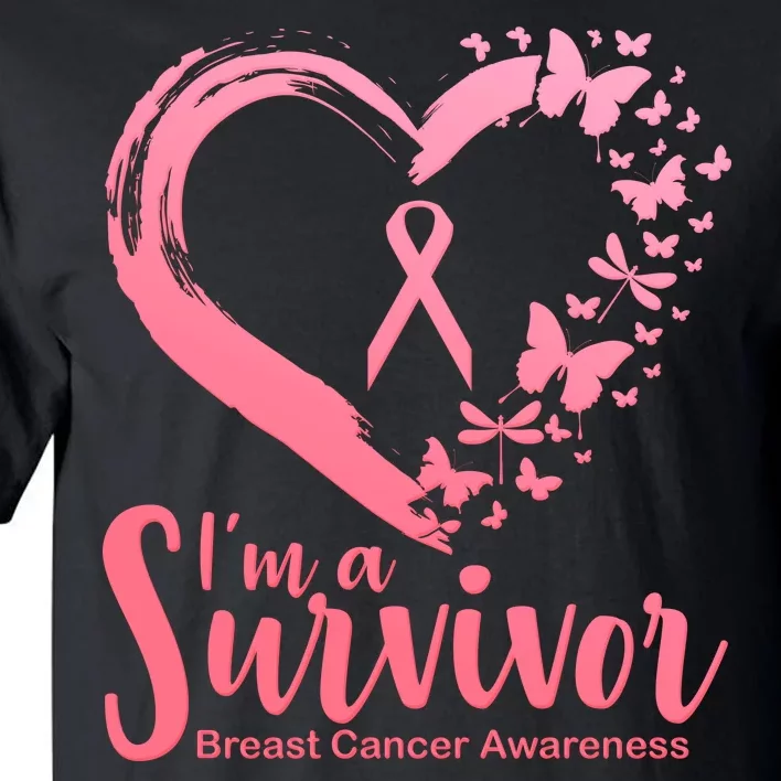 I'm a Survivor Breast Cancer Awareness Butterfly Tall T-Shirt