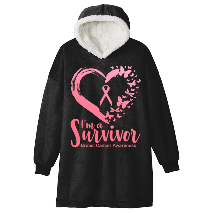 I'm a Survivor Breast Cancer Awareness Butterfly Hooded Wearable Blanket