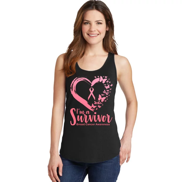 I'm a Survivor Breast Cancer Awareness Butterfly Ladies Essential Tank