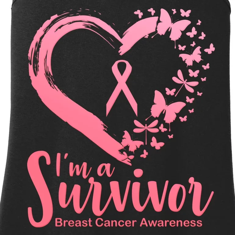 I'm a Survivor Breast Cancer Awareness Butterfly Ladies Essential Tank