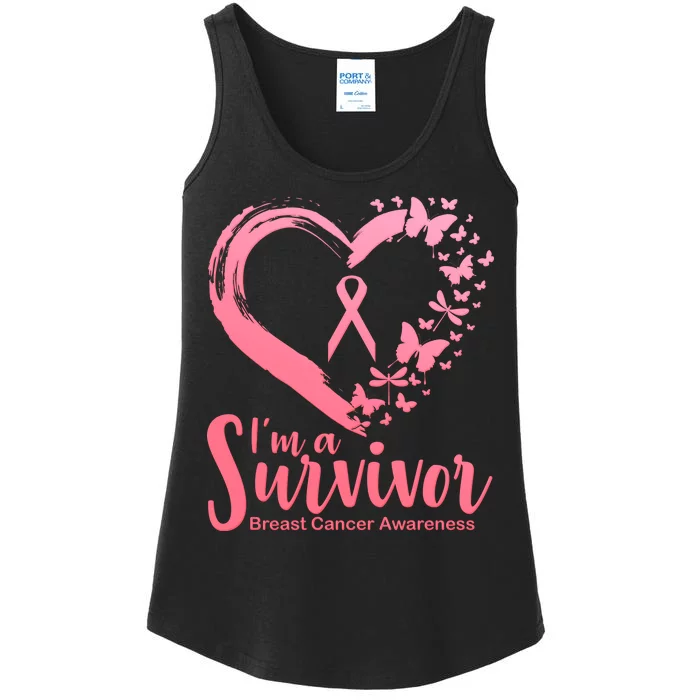 I'm a Survivor Breast Cancer Awareness Butterfly Ladies Essential Tank