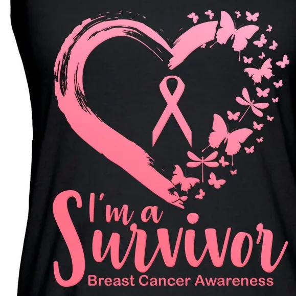 I'm a Survivor Breast Cancer Awareness Butterfly Ladies Essential Flowy Tank