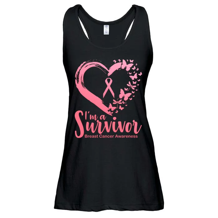 I'm a Survivor Breast Cancer Awareness Butterfly Ladies Essential Flowy Tank