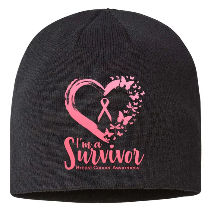 I'm a Survivor Breast Cancer Awareness Butterfly 8 1/2in Sustainable Knit Beanie