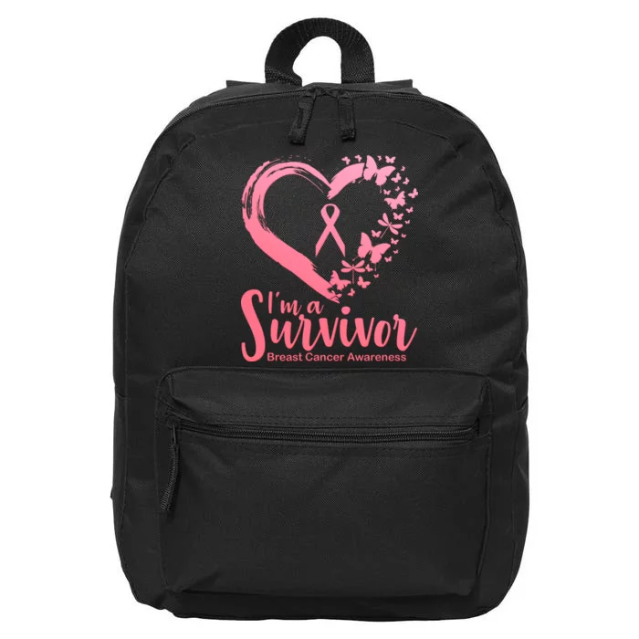 I'm a Survivor Breast Cancer Awareness Butterfly 16 in Basic Backpack