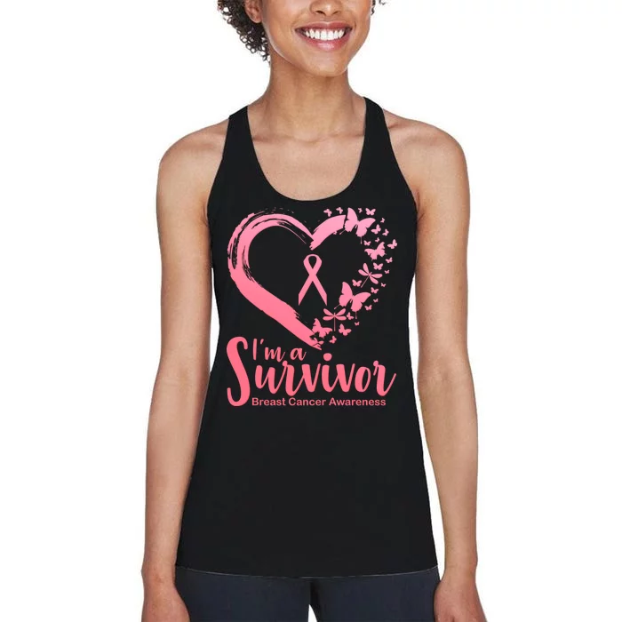 I'm a Survivor Breast Cancer Awareness Butterfly Women's Racerback Tank