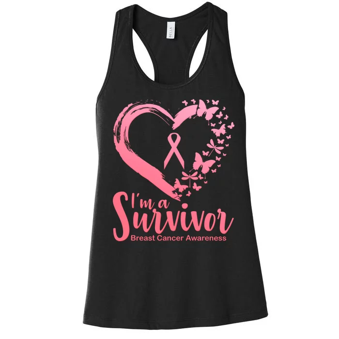 I'm a Survivor Breast Cancer Awareness Butterfly Women's Racerback Tank