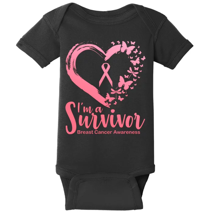 I'm a Survivor Breast Cancer Awareness Butterfly Baby Bodysuit